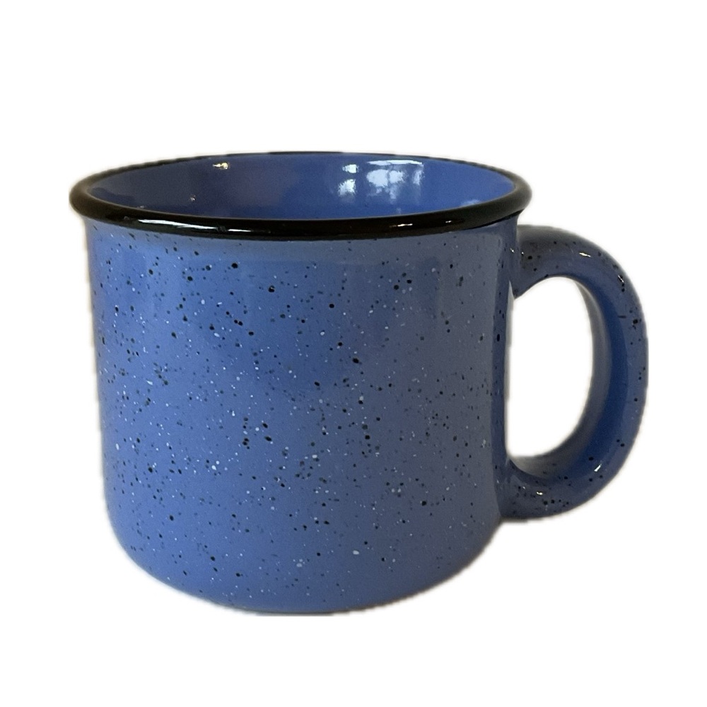 Blue Speckled Ceramic Camp Style Mug 12 Oz
